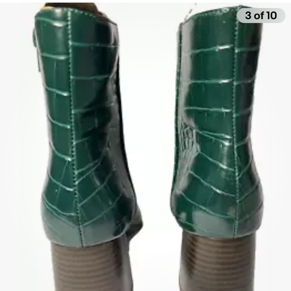 INC Womens Dasha Green Leather Ankle Booties Shoes 5.5 Medium Great Holiday Boot - Picture 3 of 7